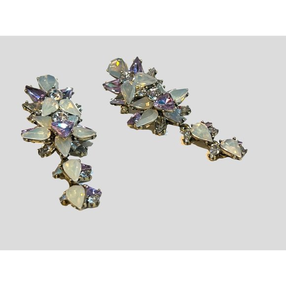 Bauble Bar Sparkling Crystal Long Drop Earrings Costume Jewelry - Picture 5 of 5